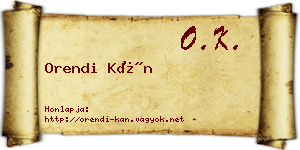 Orendi Kán névjegykártya